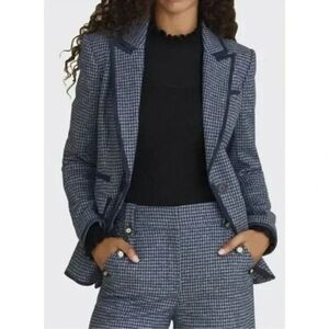 Veronica Beard Halia Blue Houndstooth Dickey Blazer Jacket